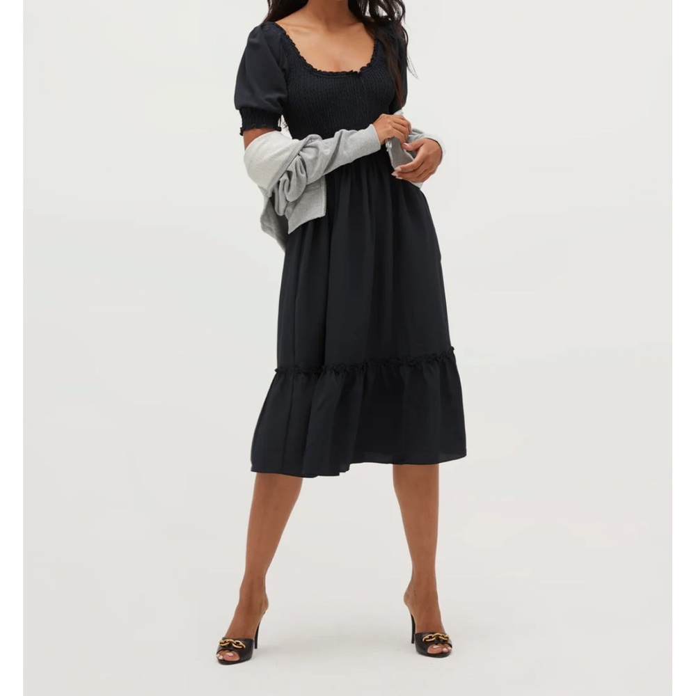 Hill House Louisa Nap Dress Black Cotton XL